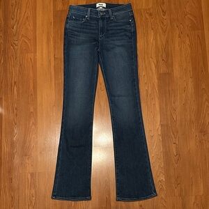 PAIGE High Rise Manhattan Bootcut Jeans Medium Dark Blue Wash